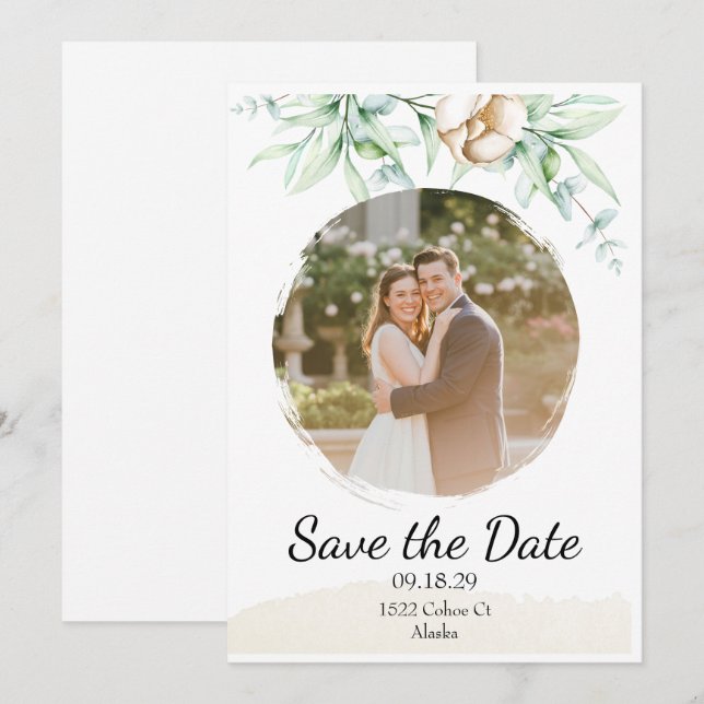Reserve A Data Foto Floral Personalizada (Frente/Verso)