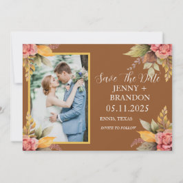 Reserve A Data Foto Floral Terracotta de outono Elegante