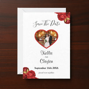 Reserve A Data Foto Floral Vermelha E Dourada Salvar A Data