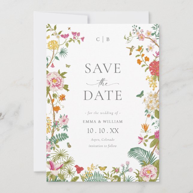 Reserve A Data Foto Floral Vintage (Frente)