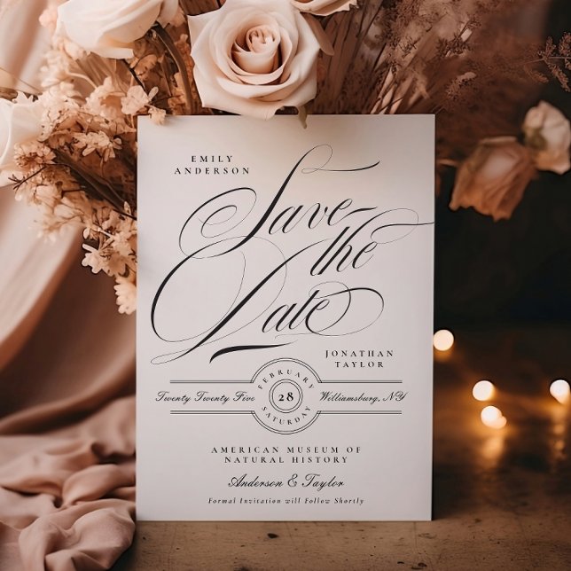 Reserve A Data Foto Formal Elegante De Caligrafia Preta (Criador carregado)