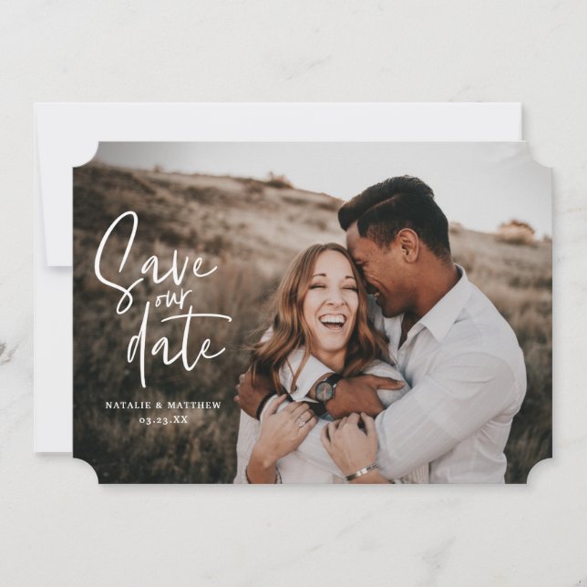 Reserve A Data Foto geométrica floral de casamento fotográfico (Frente)