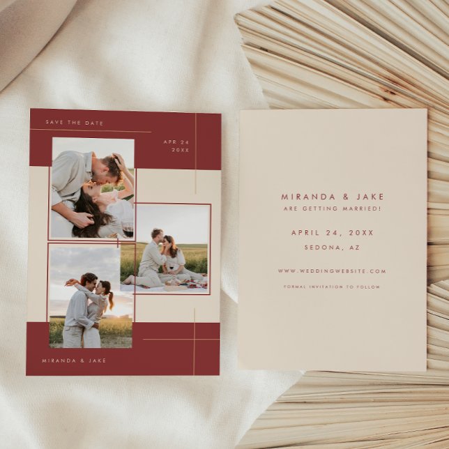 Reserve A Data Foto Geométrica Marrom Bege Moderno em Linha 3 (Criador carregado)