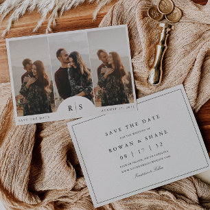 Reserve A Data Foto Horizontal Clássica em Preto e Ecru