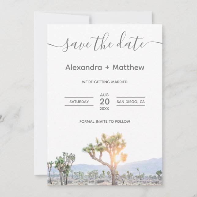 Reserve A Data Foto Joshua Tree Boho Casamento Salve a data (Frente)