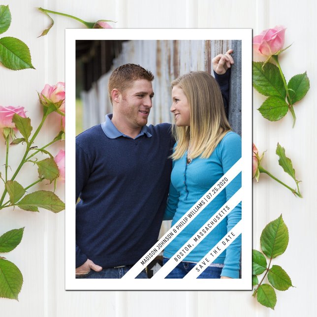 Reserve A Data Foto ligeiramente inclinada Salvar a data | Branco (Slightly Slanted Photo Save the Date - White)