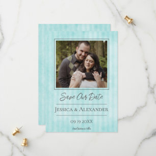 Reserve A Data Foto Listrada Vintage   Salve a Data em Verde Azul