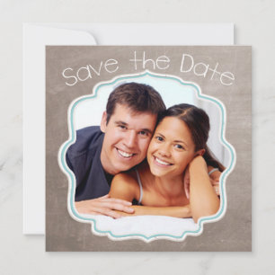 Reserve A Data Foto Marrom e Azul Moderno Save the Date