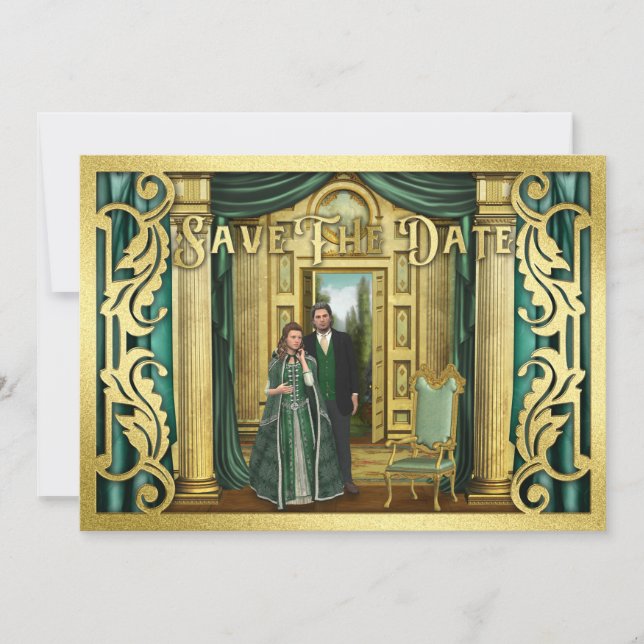 Reserve A Data Foto medieval de Fantasy Weding Dourado Glitter (Frente)