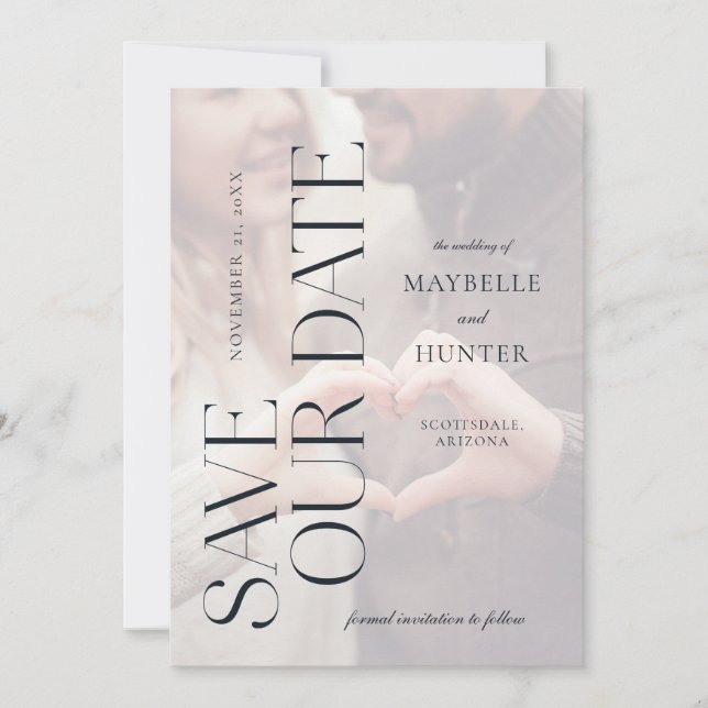 Reserve A Data Foto mínima moderna do Noivado Salva nossa data (Frente)