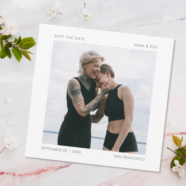 Reserve A Data Foto Mínima Moderna em Quadrado Salvar a Data (Criador carregado)