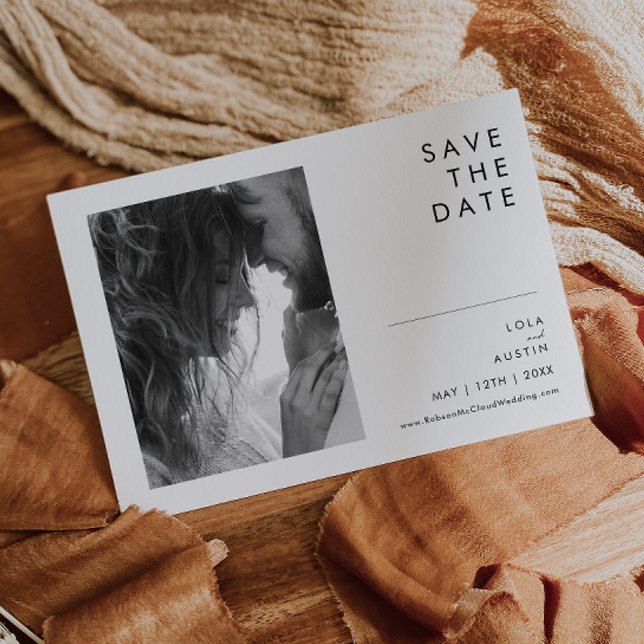 Reserve A Data Foto Mínima Moderna, Preta e Branca, Horizontal (Criador carregado)