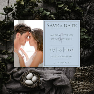 Reserve A Data Foto minimalista Blue Save the Date (Salvar a da