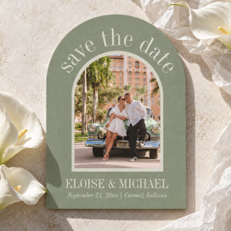 Reserve A Data Foto Moderna de Arco de Casamento Verde Sage com L