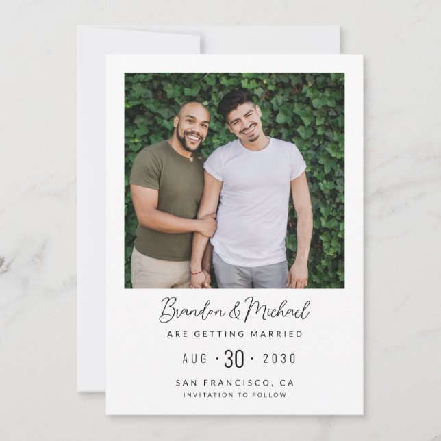 Reserve A Data Foto Moderna LGBTQ Salvar Data (Frente)