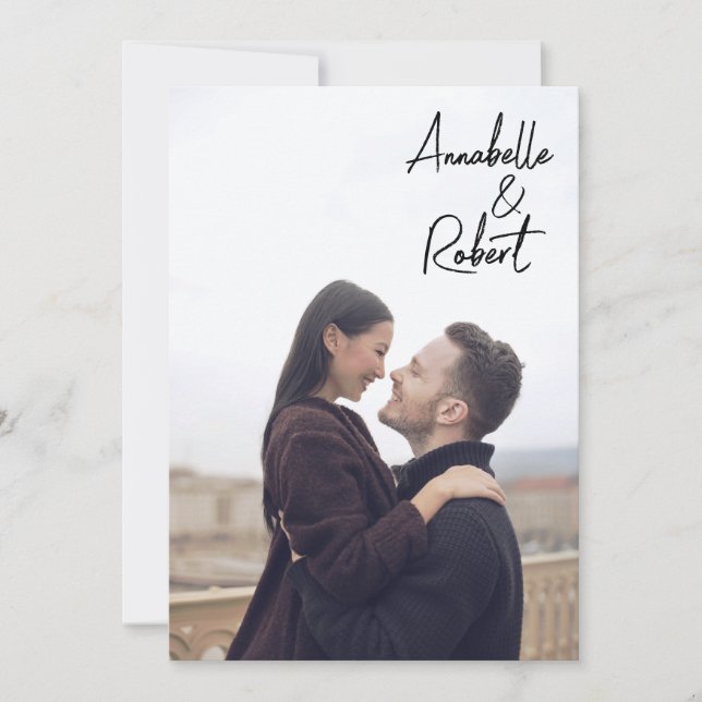 Reserve A Data Foto Moderna Manuscrita Creme (Frente)