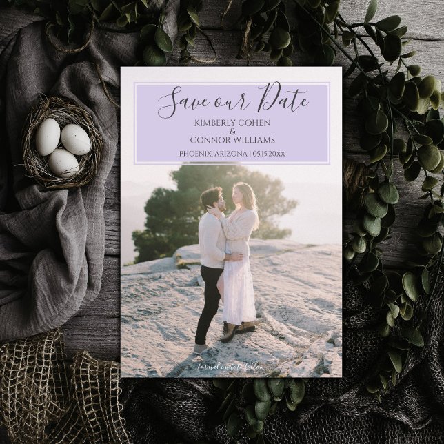 Reserve A Data Foto Moderna Salva a Data | LAVANDA (Lavender Modern Photo Save the Date)