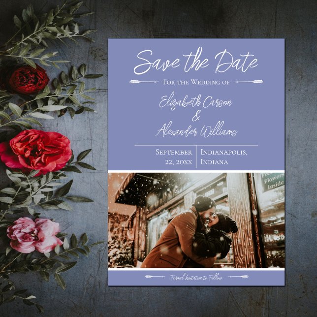 Reserve A Data Foto Moderna Salva A Data | Periwinkle (Modern Photo Save the Date - Periwinkle)