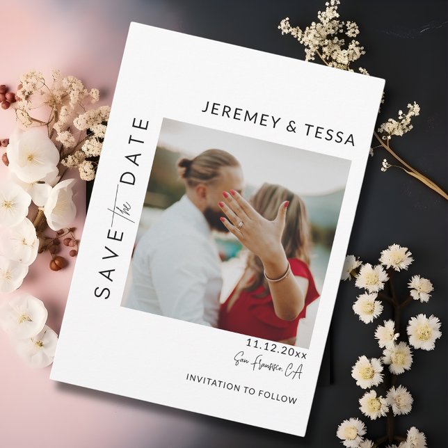Reserve A Data Foto Moderna Simples Preto e Branco (Modern Simple Black and White Photo Save The Date
)