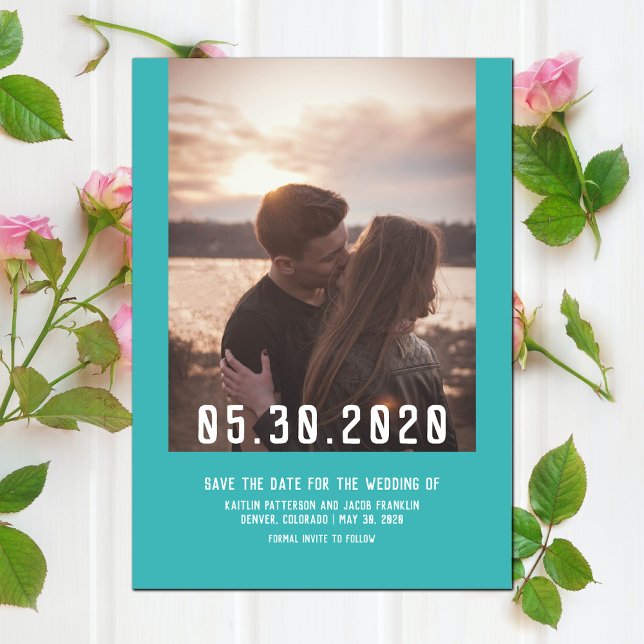 Reserve A Data Foto moderna simples Salva a data | Teal (Simple Modern Photo Save the Date - Teal)