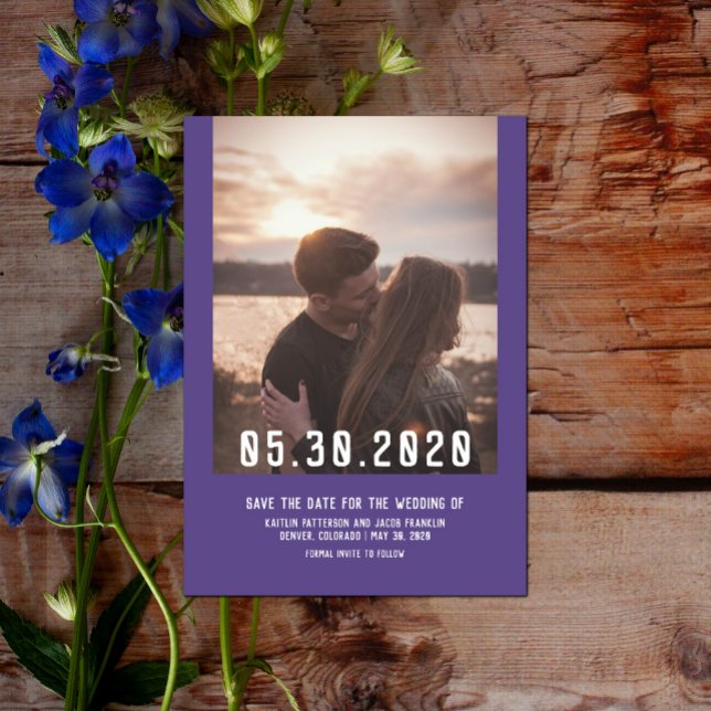 Reserve A Data Foto moderna simples Salva a data | Ultra Violeta (Simple Modern Photo Save the Date - Ultra Violet)