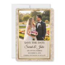 Foto Moldura Elegante Minimalista Dourada & Floral