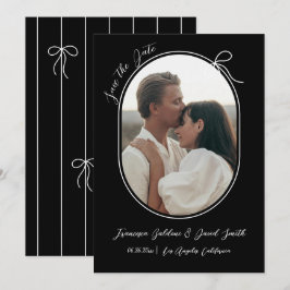 Reserve A Data Foto oval com borda fina e laço minimalista