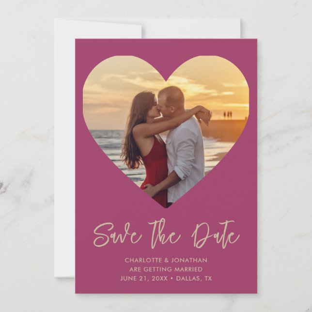 Reserve A Data Foto personalizada de casamento do coração (Frente)