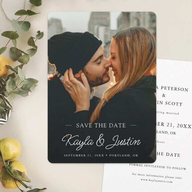 Reserve A Data Foto personalizada de texto branco moderno e elega (Criador carregado)