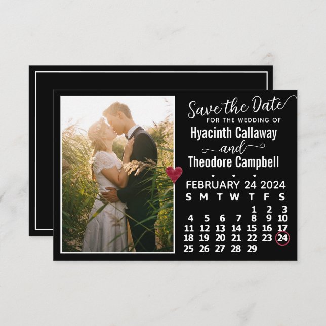 Reserve A Data Foto personalizada do calendário de casamento de f (Frente/Verso)