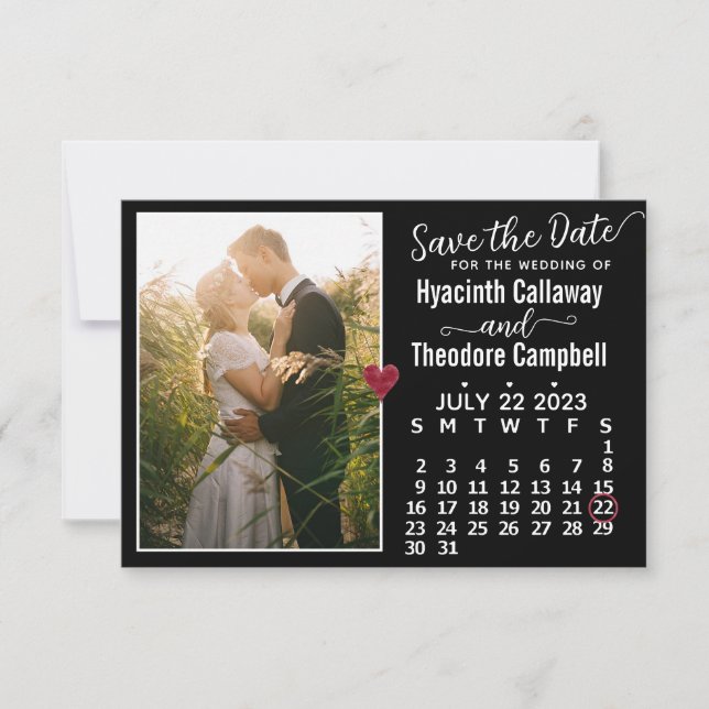 Reserve A Data Foto Personalizada Do Calendário De Casamento De J (Frente)