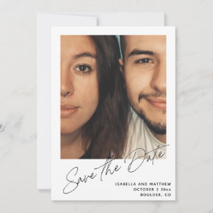 Reserve A Data Foto Personalizada Minimalista Moderna em Script