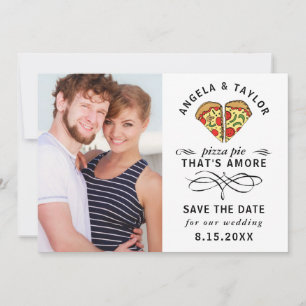 Reserve A Data Foto Pizza Amore Trendy Typografia Casamento
