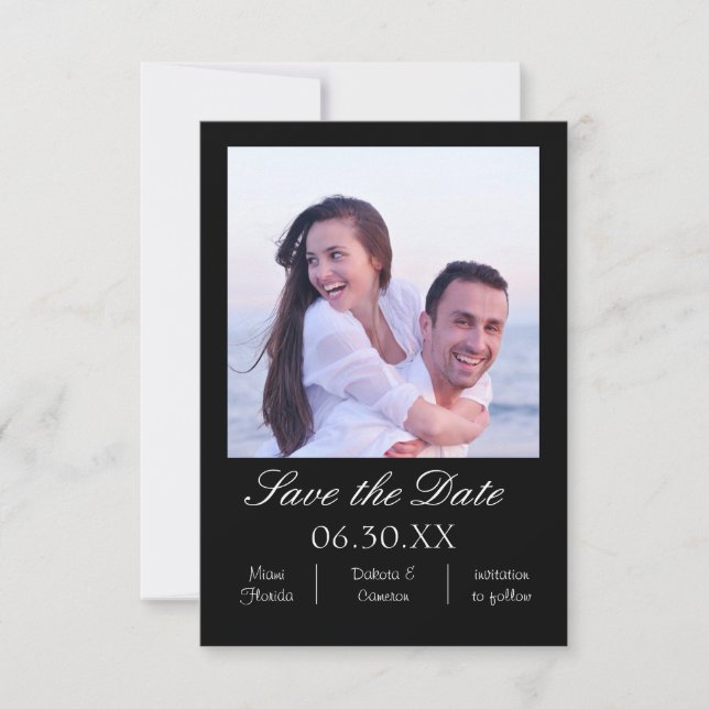 Reserve A Data Foto Preta Vertical - 3x5 Save the Date (Frente)