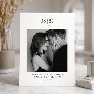 Reserve A Data Foto Preto e Branco Moderna para Casamento Save th