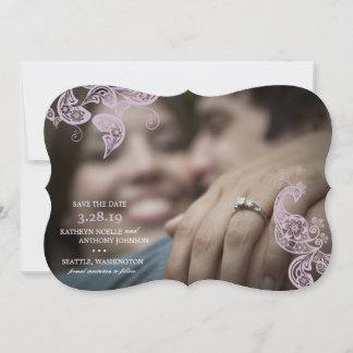 Reserve A Data Foto Púrpura De Pavão Floral Elegante Salvar A Dat