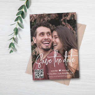 Reserve A Data foto qr code de roteiro moderno