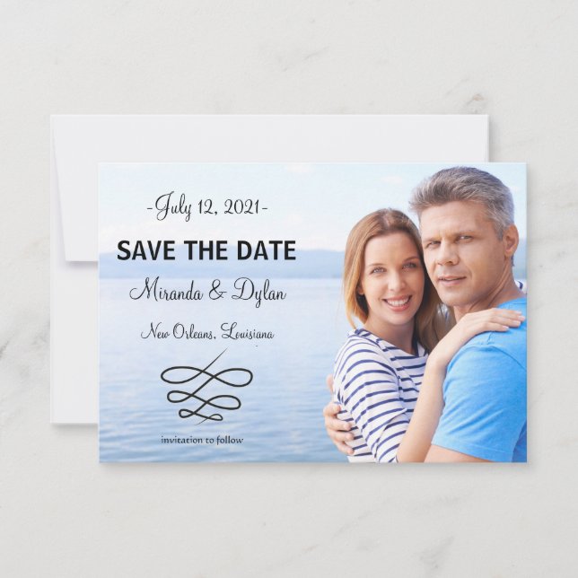 Reserve A Data Foto Quatrefoil Azul - 3x5 Save the Date (Frente)