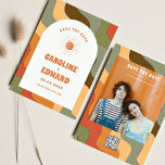 Reserve A Data Foto: Rainbow Wavy Groovy Salve a Data Qr Code<br><div class="desc">Foto queimada Laranja Sol retrorreflector Boho Salvar Data Qr Code</div>