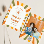 Reserve A Data Foto: Rainbow Wavy Groovy Salve a Data Qr Code<br><div class="desc">Foto queimada Laranja Sol retrorreflector Boho Salvar Data Qr Code</div>