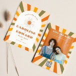 Reserve A Data Foto: Rainbow Wavy Groovy Salve a Data Qr Code<br><div class="desc">Foto queimada Laranja Sol retrorreflector Boho Salvar Data Qr Code</div>