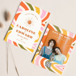 Reserve A Data Foto: Rainbow Wavy Groovy Salve a Data Qr Code<br><div class="desc">Foto queimada Laranja Sol retrorreflector Boho Salvar Data Qr Code</div>