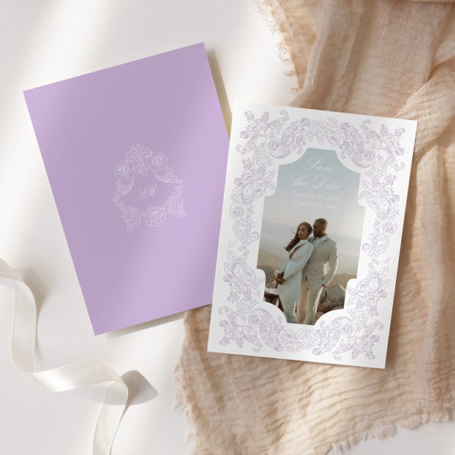 Reserve A Data Foto Romântica Vitoriana Roxa Pastel Regência (Criador carregado)