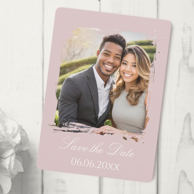 Reserve A Data Foto rosa flexível elegante Salve a placa de data (Criador carregado)