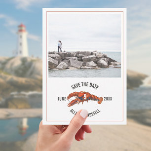 Reserve A Data Foto rústica do casamento da lagosta azul do