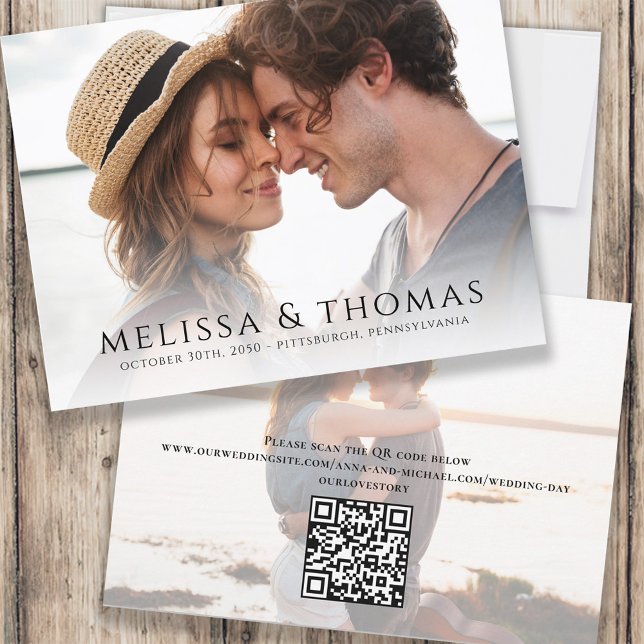 Reserve A Data Foto Salve a Data Simples Minimalista Código QR (Criador carregado)