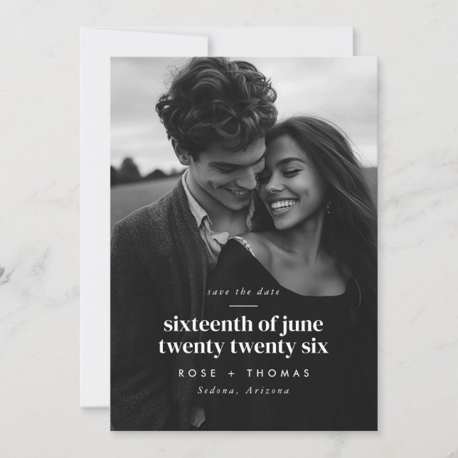 Reserve A Data Foto Serif Script Save the Date (Frente)