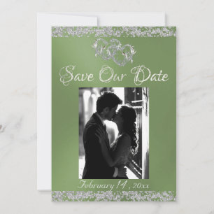 Reserve A Data Foto: Silver Hearts & Glitter - Sage