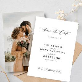 Reserve A Data Foto simples casamento branco e preto