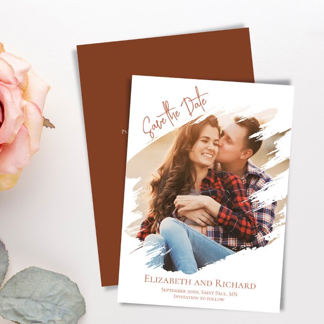 Reserve A Data Foto simples Casamento Salvar a Data (Wedding photo save the date cards)